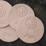 Bike/Globe Natural Leather Coasters - Set of 4